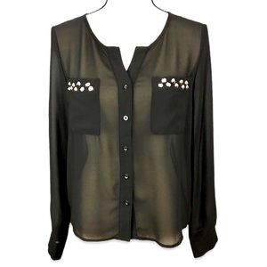 Moon Collection black sheer studded blouse